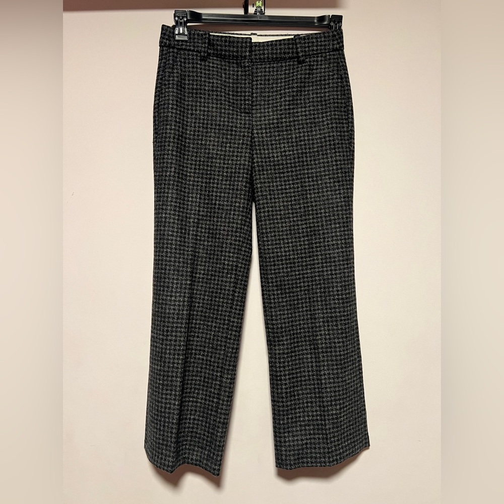 NWOT J. Crew 4P Woolen Houndstooth Wide Leg Pants